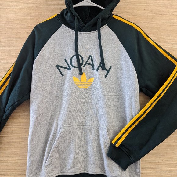 NOAH NYC x Adidas Originals Mens S Gray/Green/Yellow Raglan Hoodie Varsity Style - Picture 1 of 10